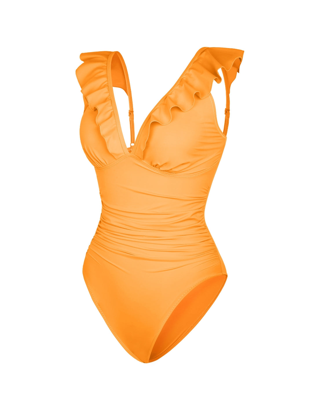 Maillot de bain amincissant à volants et col en V