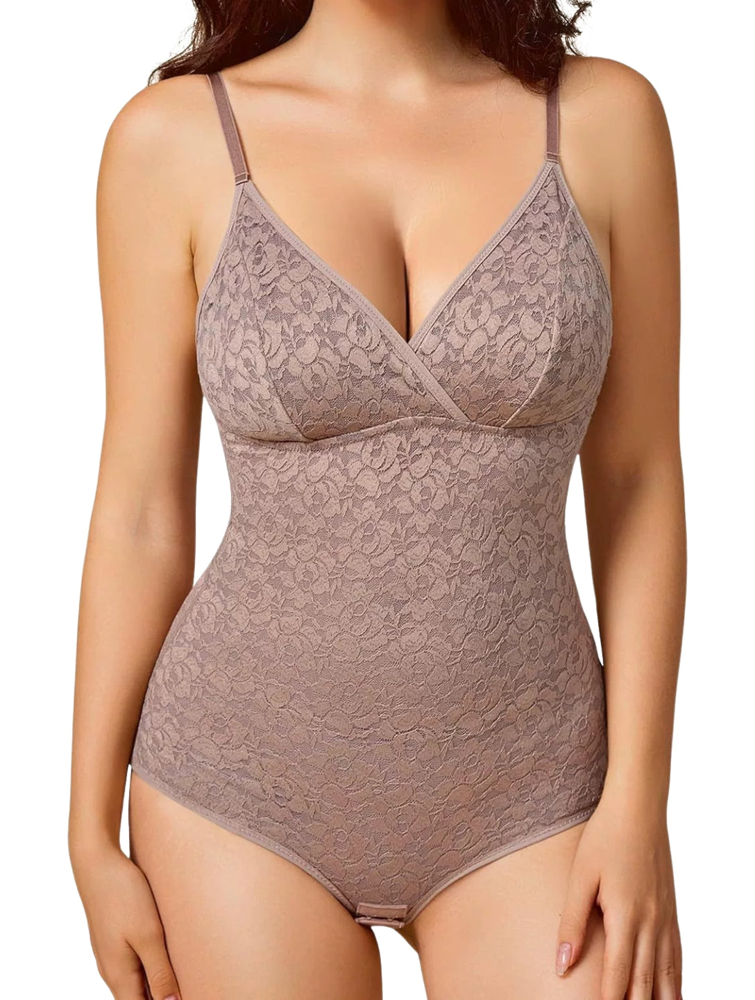Sheer Laced V-neck Bodysuit
