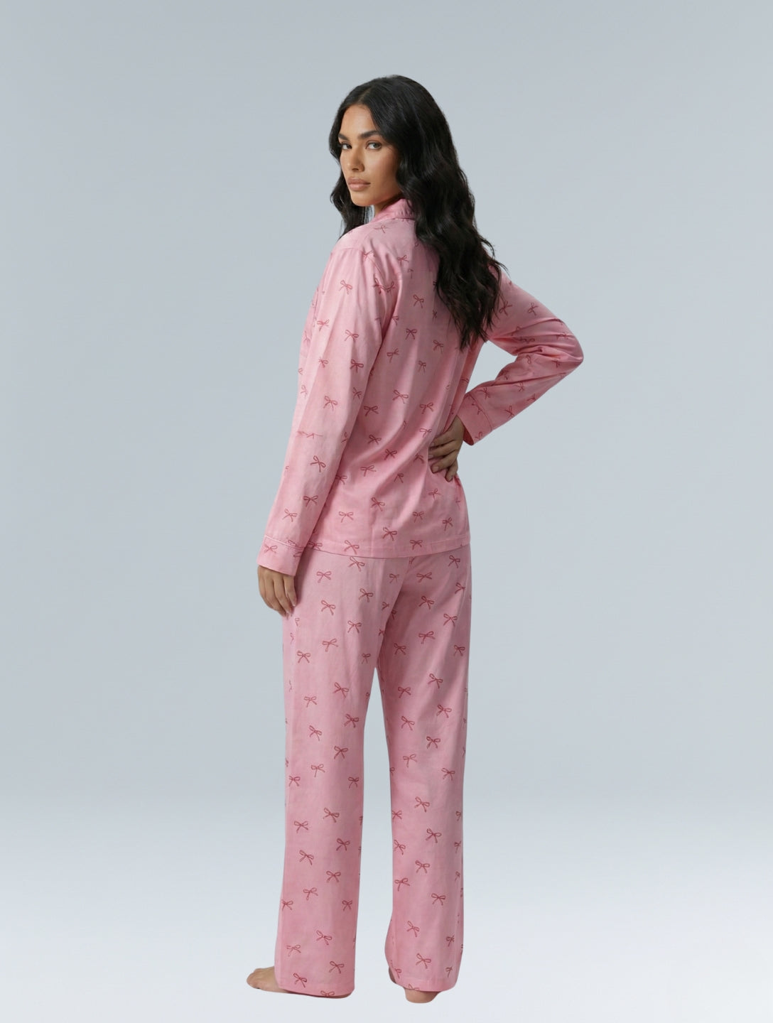 Ensemble de pyjama en coton rose avec nœud