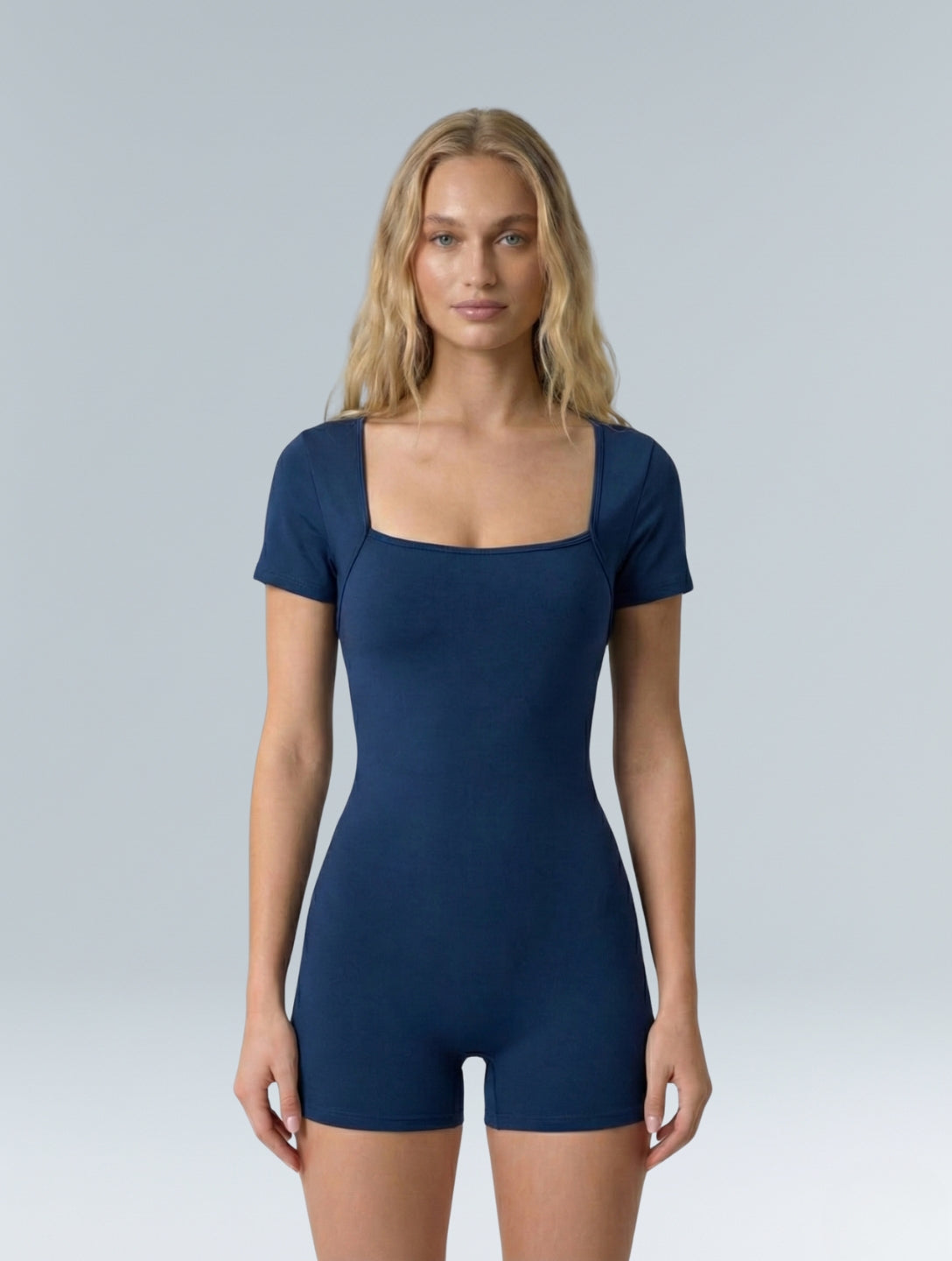 Square Neck Short Sleeve Jumpsuit