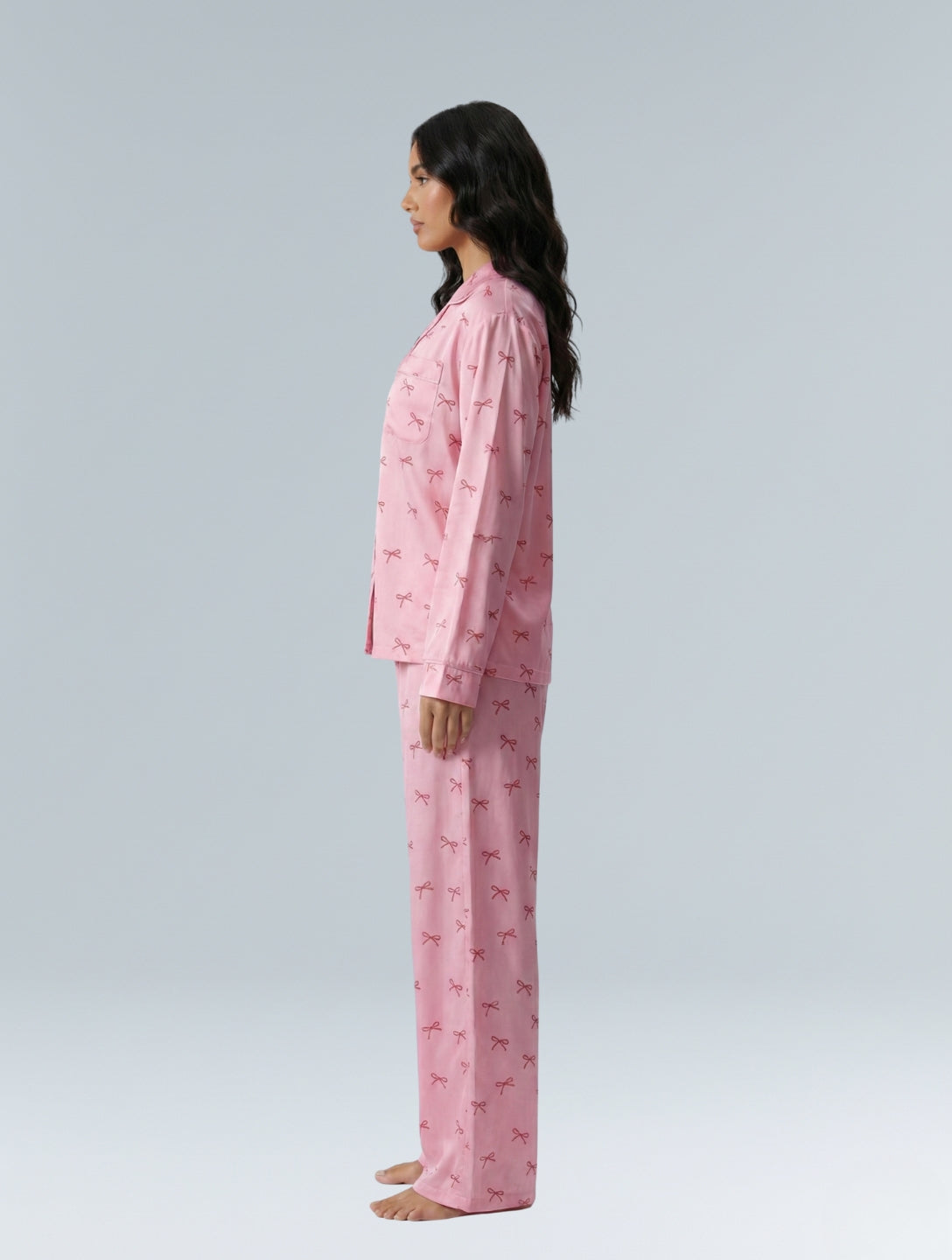 Ensemble de pyjama en coton rose avec nœud