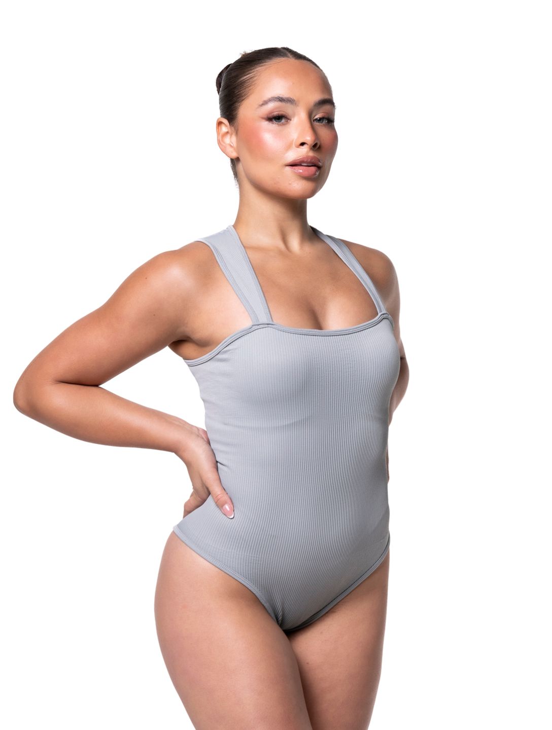Body Gainant Col Carré Nervuré