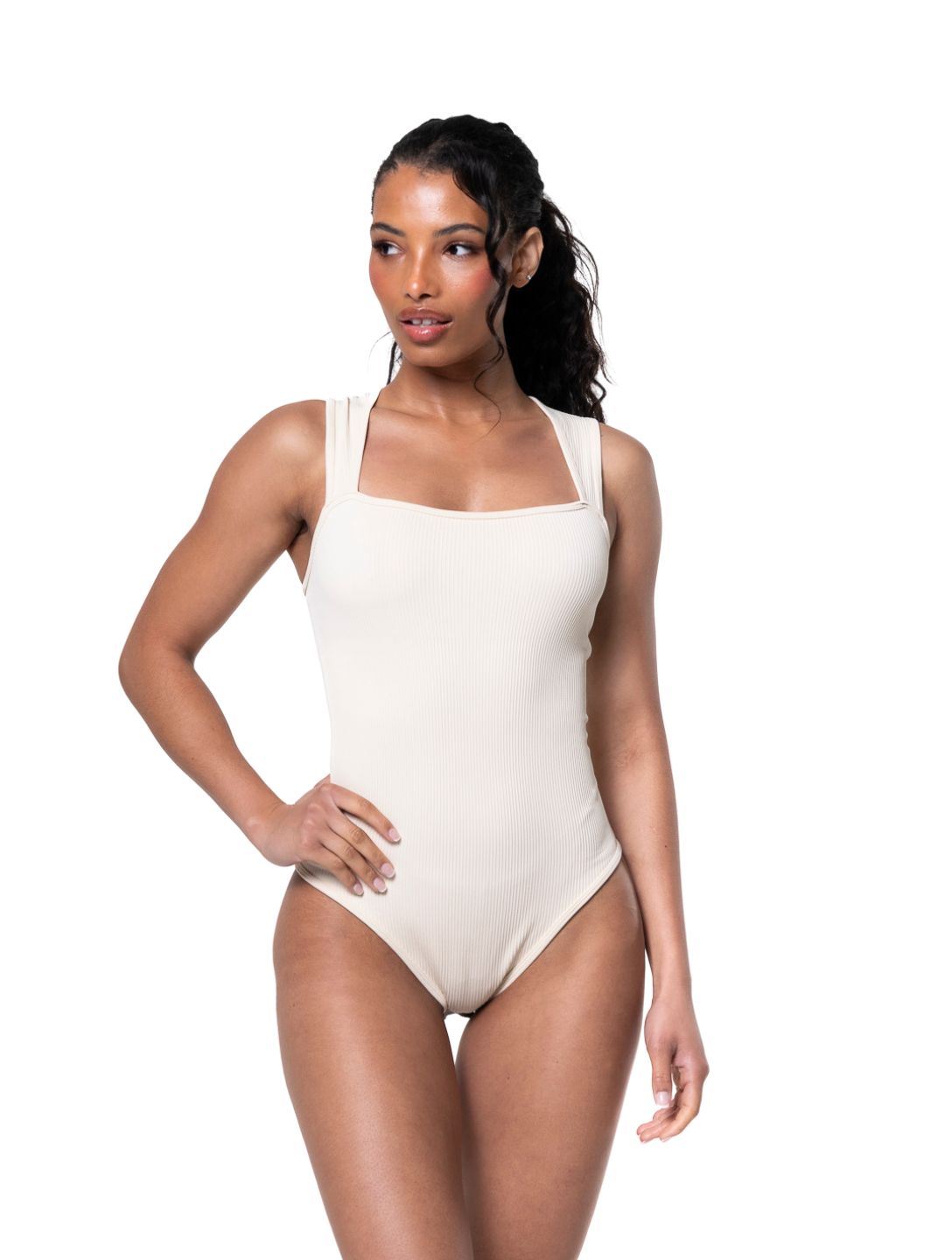 Body Gainant Col Carré Nervuré