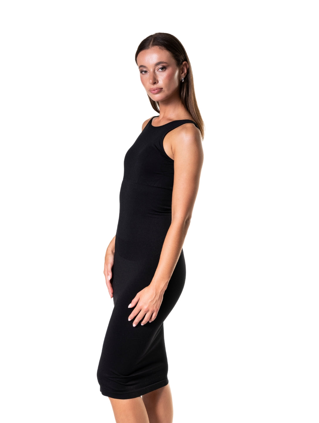 Robe longue sans manches gainante